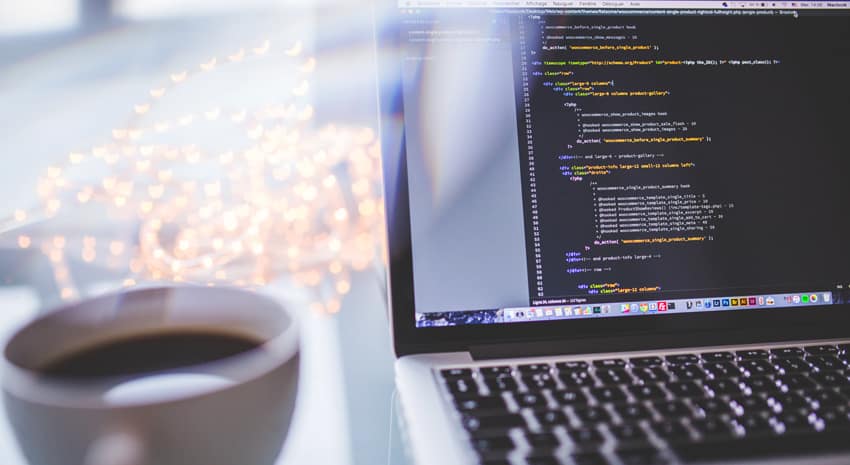 Laptop with web design code